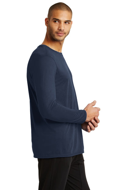 Right View of Navy Gildan Performance Long Sleeve T-Shirt. 42400 plain