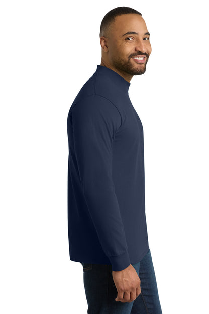 Right View of Navy Port & Co Essential Mock Turtleneck. PC61M plain