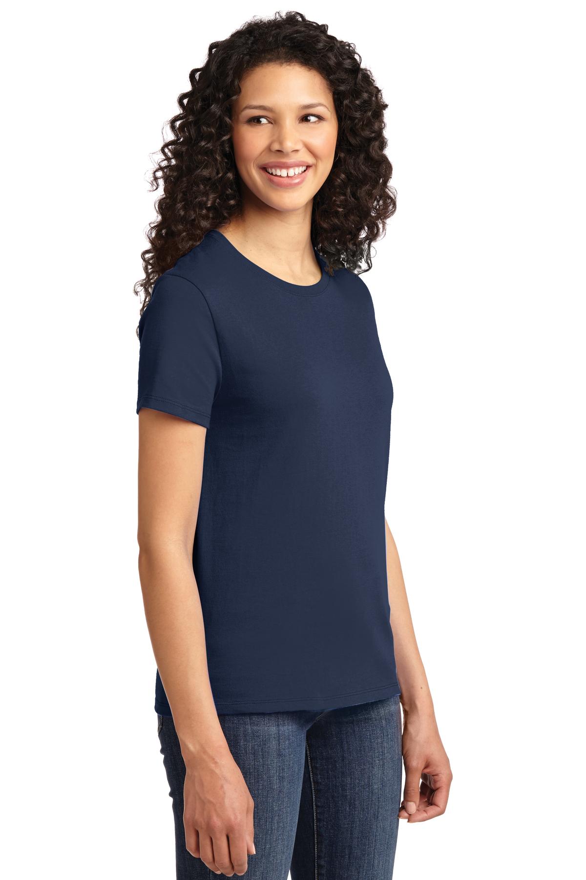 Right View of Navy Port & Co Women's Essential Tee. LPC61 plain