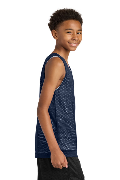 Right View of Navy/White A4 Sprint Youth Reversible Mesh Tank A4N2206 plain