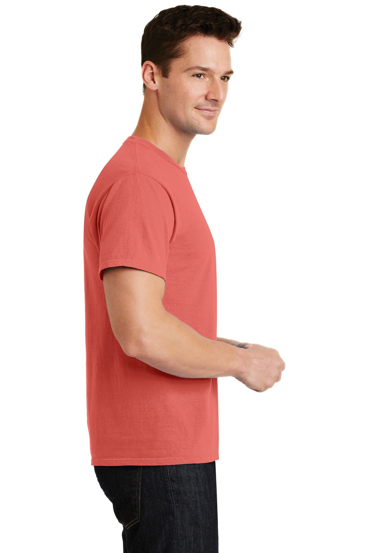 Right View of Nectar Port & Co Beach Wash Garment-Dyed Tee. PC099 plain