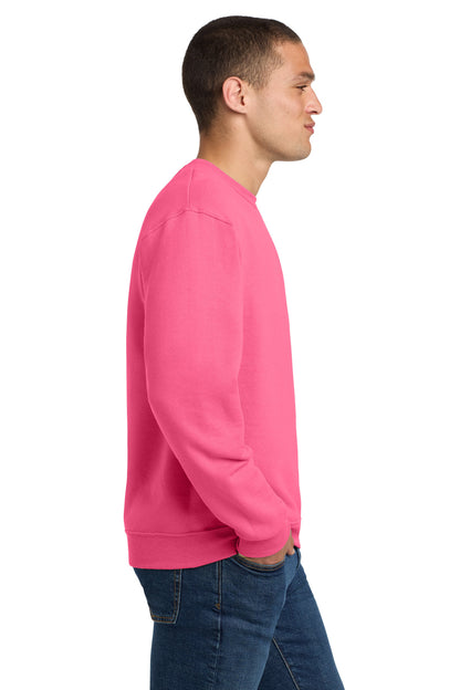 Right View of Neon Pink Jerzees - NuBlend Crewneck Sweatshirt. 562M plain