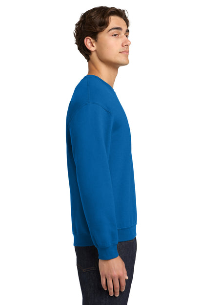 Right View of NeonBlue Gildan Heavy Blend Crewneck Sweatshirt. 18000 plain