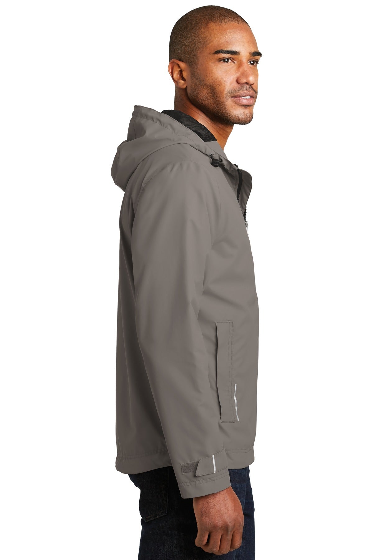 Right View of Northern Grey Port Authority Northwest Slicker. J7710 plain