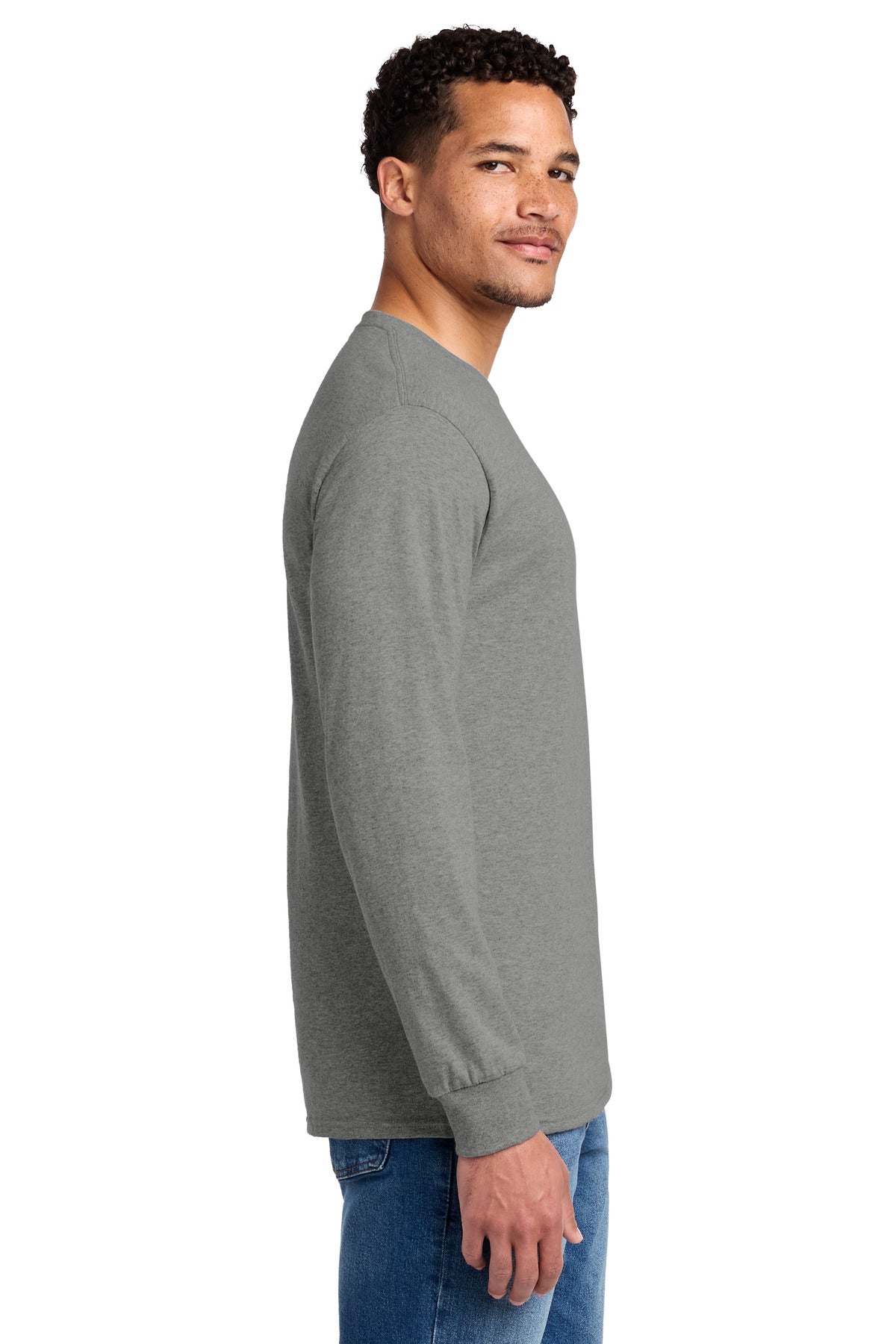 Right View of Oxford Jerzees - Dri-Power 50/50 Cotton/Poly Long Sleeve T-Shirt. 29LS plain