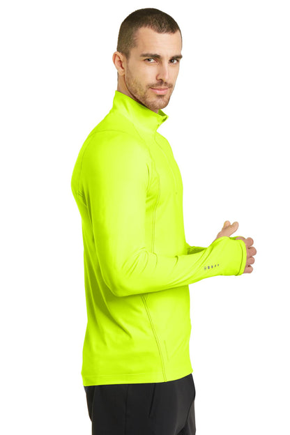 Right View of Pace Yellow OGIO Nexus 1/4-Zip Pullover. OE335 plain