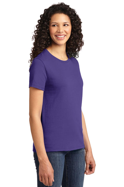 Right View of Purple Port & Co Women's Essential Tee. LPC61 plain