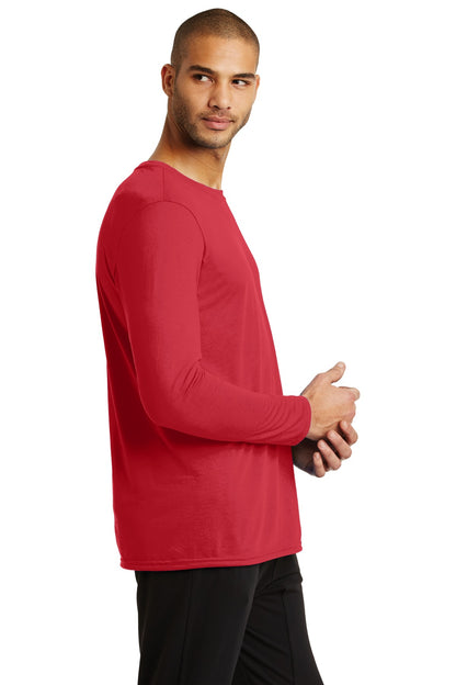 Right View of Red Gildan Performance Long Sleeve T-Shirt. 42400 plain