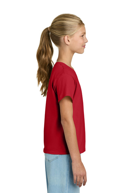 Right View of Red Gildan Youth Light Cotton Tee 3000B plain