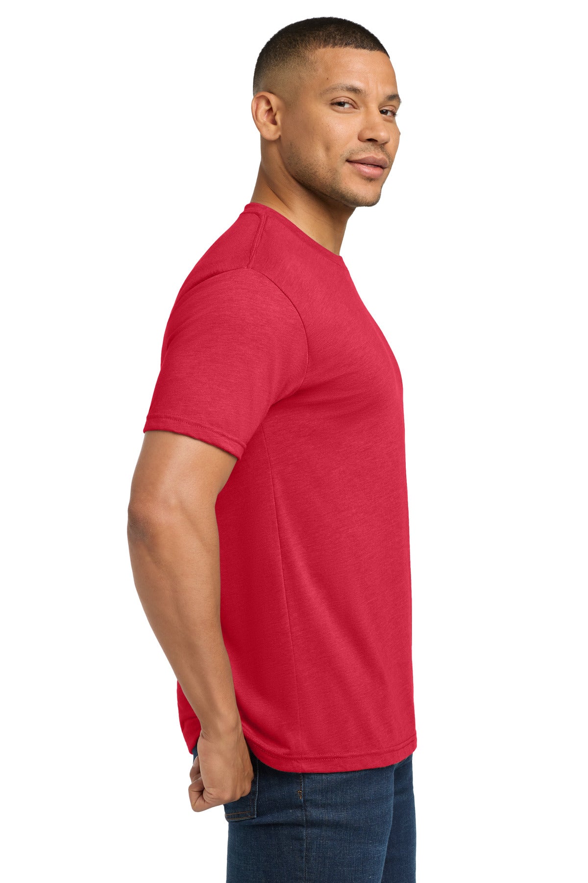 Right View of Red Next Level Apparel Adult Tri-Blend Tee. NL6010 plain