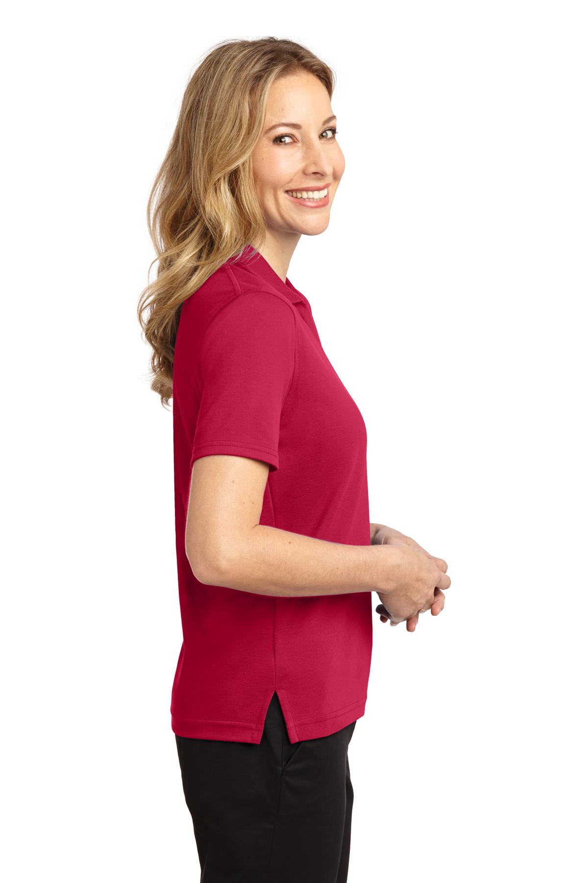 Right View of Red Port Authority Women's Rapid Dry Polo. L455 plain