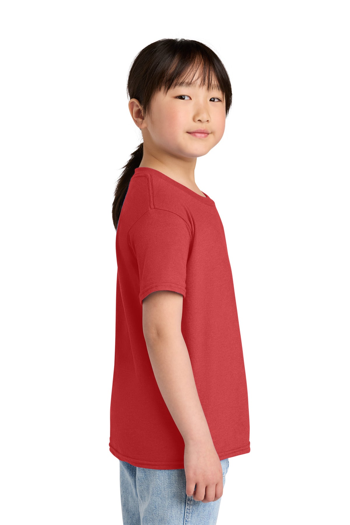 Right View of RedMist Gildan Youth Softstyle CVC Tee 64000BCVC plain