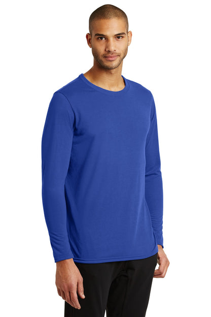 Right View of Royal Gildan Performance Long Sleeve T-Shirt. 42400 plain