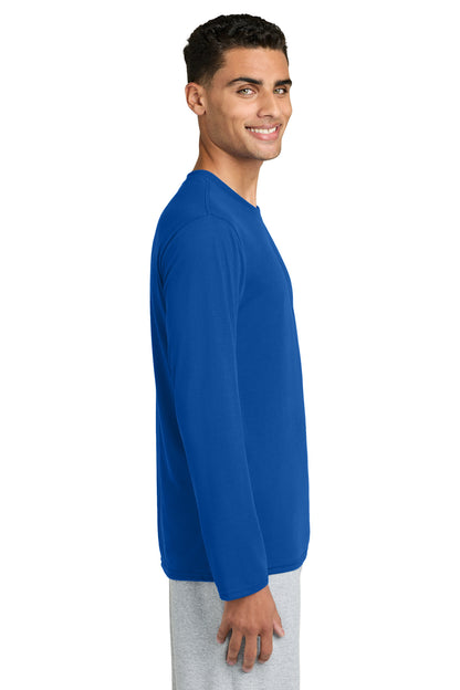 Right View of Royal Gildan Performance Long Sleeve T-Shirt. 42400 plain