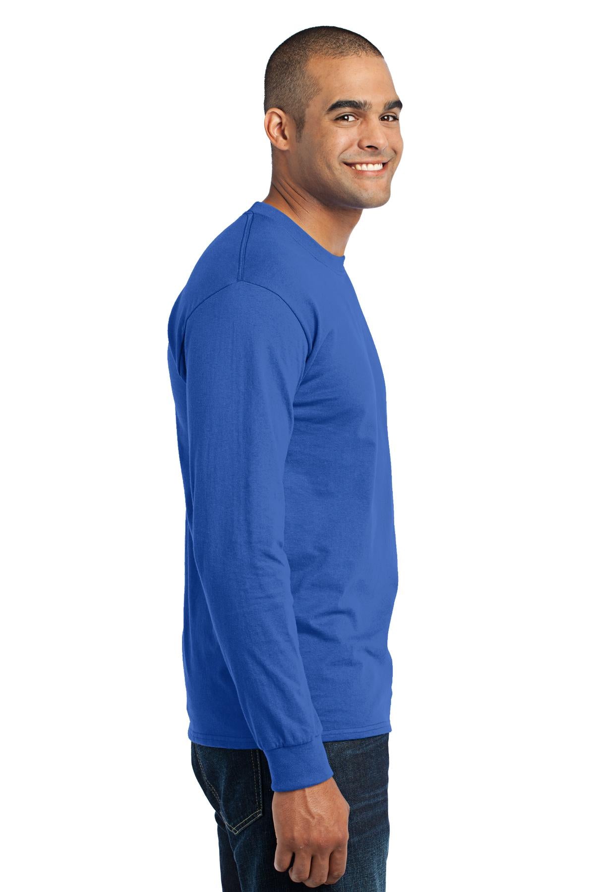 Right View of Royal Port & Co Tall Long Sleeve Core Blend Tee. PC55LST plain