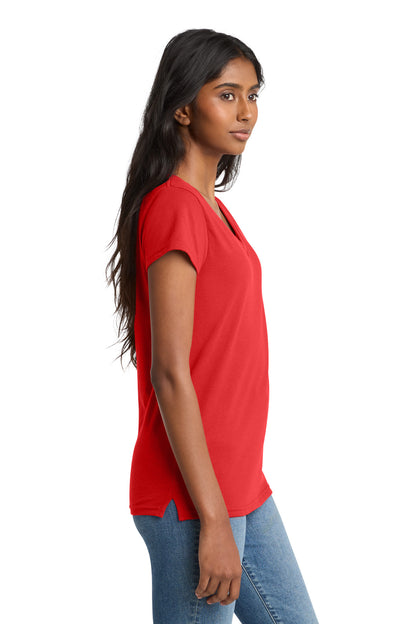Right View of Ruby Red District Women's Re-Tee V-Neck DT8001 plain