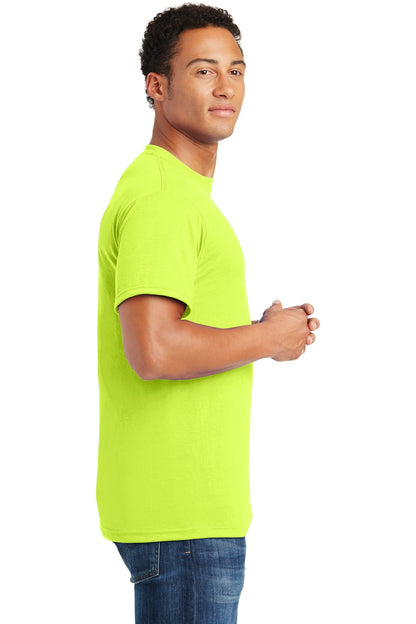 Right View of Safety Green Jerzees Dri-Power 100% Polyester T-Shirt. 21M plain