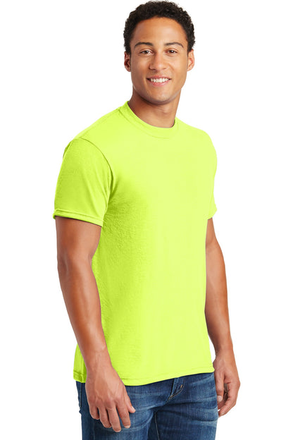 Right View of Safety Green Jerzees Dri-Power 100% Polyester T-Shirt. 21M plain