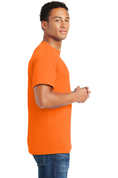 Right View of Safety Orange Jerzees Dri-Power 100% Polyester T-Shirt. 21M plain