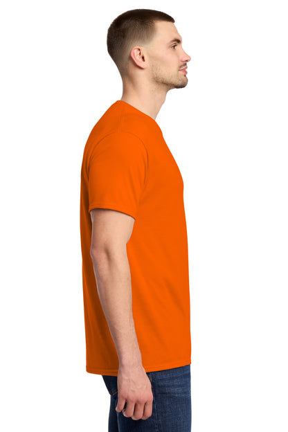 Right View of Safety Orange Jerzees Dri-Power 100% Polyester T-Shirt. 21M plain