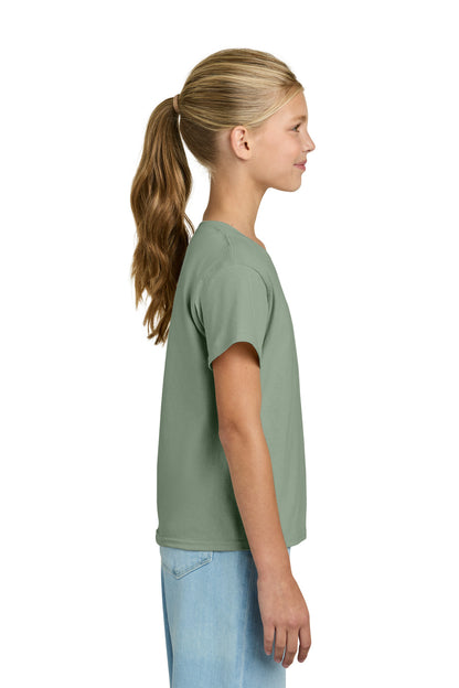 Right View of Sage Gildan Youth Light Cotton Tee 3000B plain