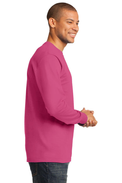 Right View of Sangria Port & Co Long Sleeve Essential Tee. PC61LS plain