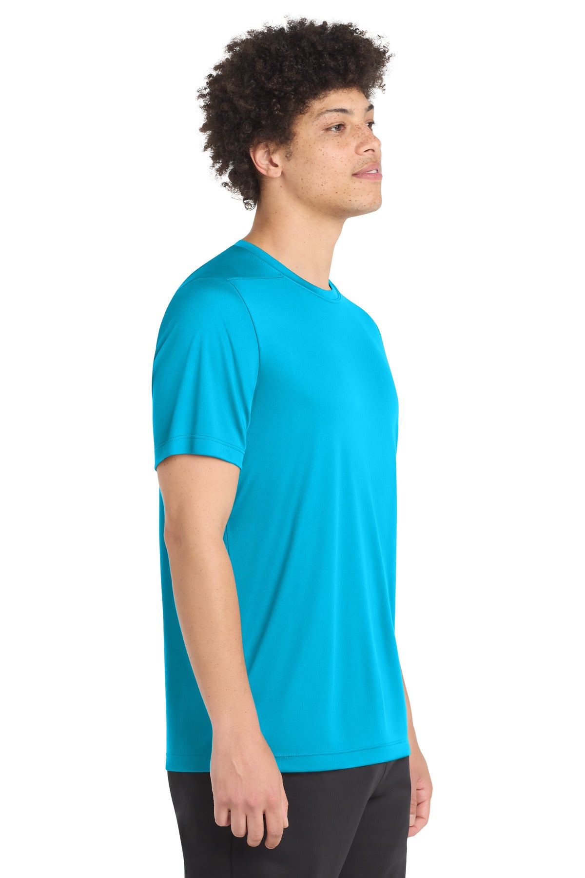 Right View of Sapphire Sport-Tek Posi-UV Pro Tee. ST420 plain