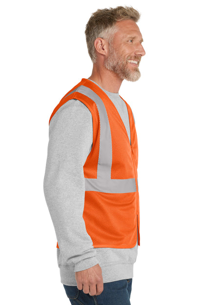 Right View of SftyOrg CornerStone ANSI 107 Class 2 Economy Mesh Zippered Vest. CSV101 plain