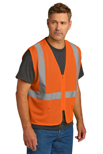 Right View of SftyOrg CornerStone ANSI 107 Class 2 Economy Mesh Zippered Vest. CSV101 plain