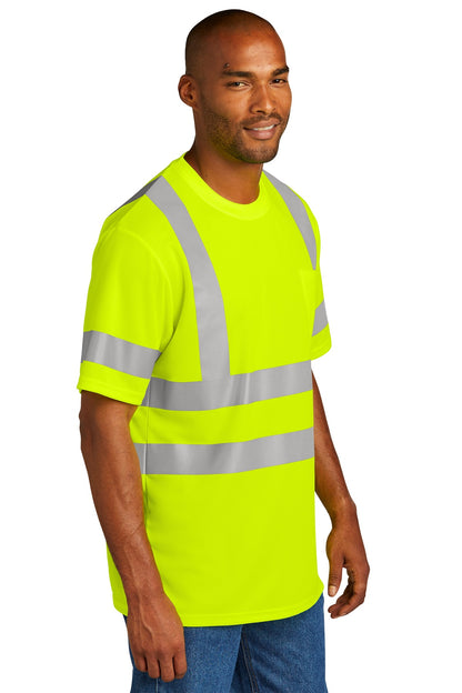 Right View of SftyYellow CornerStone ANSI 107 Class 3 Mesh Tee. CS202 plain
