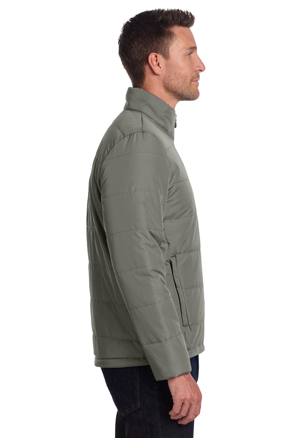 Right View of ShadowGrey Port Authority Puffer Jacket J852 plain