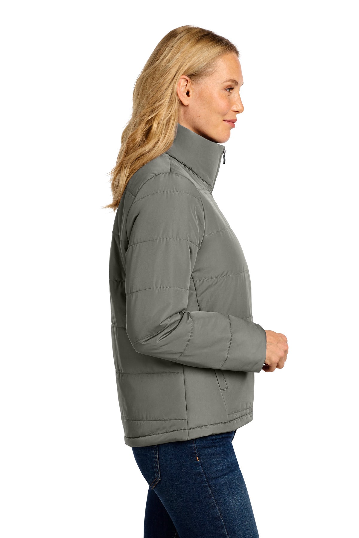 Right View of ShadowGrey Port Authority Women's Puffer Jacket L852 plain