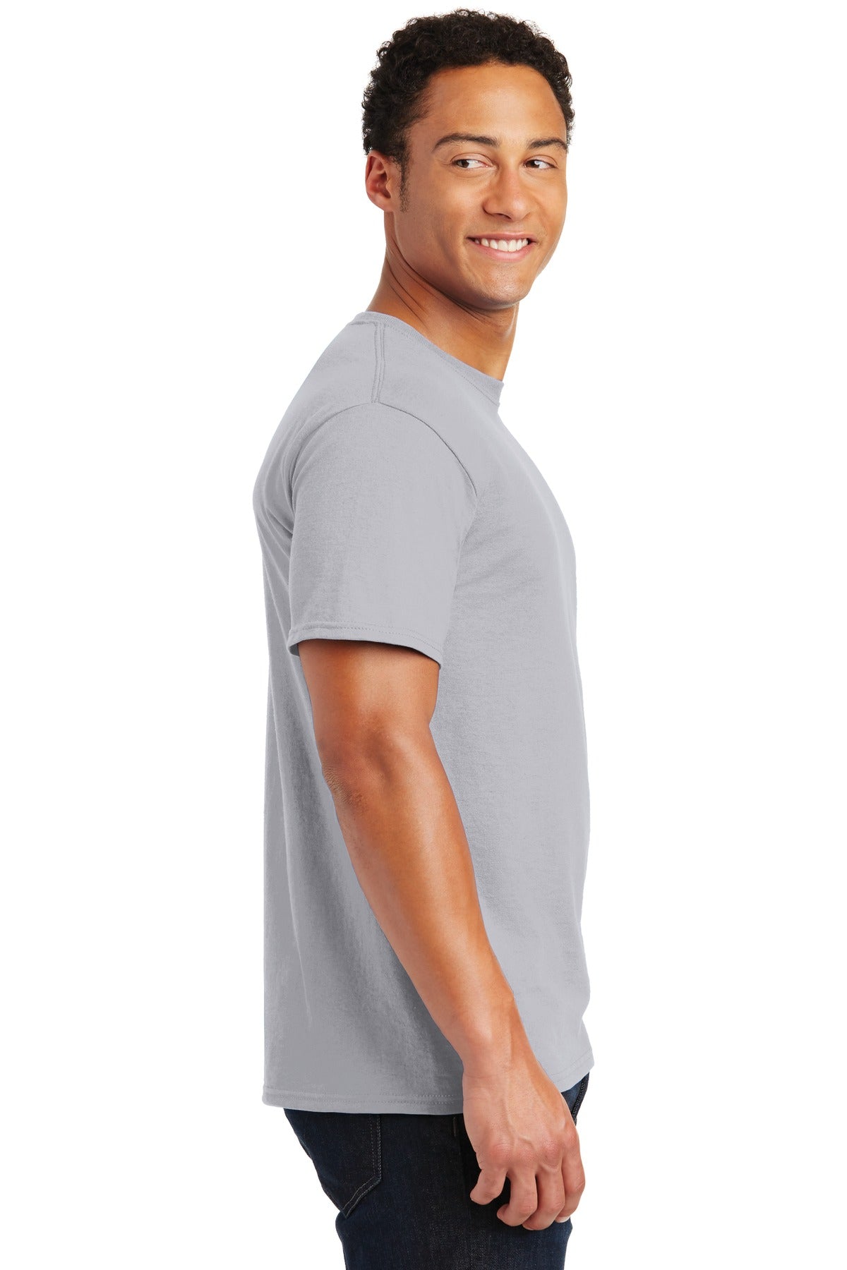 Right View of Silver Jerzees - Dri-Power 50/50 Cotton/Poly T-Shirt. 29M plain