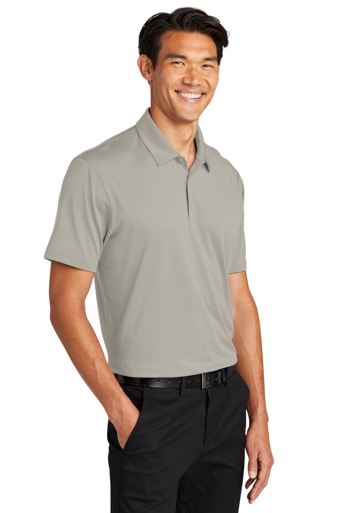 Right View of Silver Port Authority Performance Staff Polo K398 plain