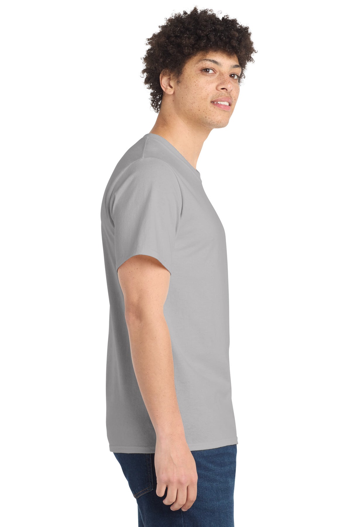 Right View of Silver Port & Co Essential Tee. PC61 plain
