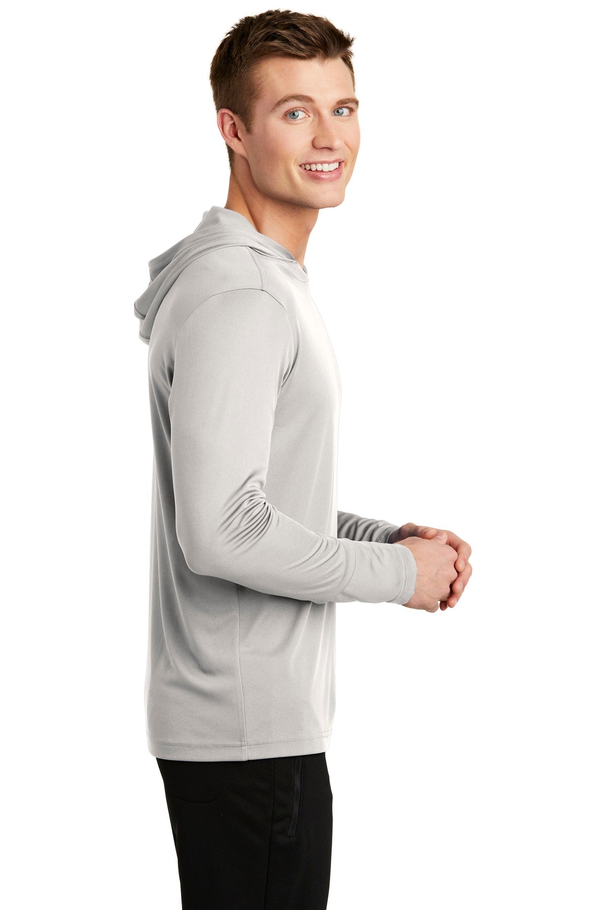 Right View of Silver Sport-Tek PosiCharge Competitor Hooded Pullover. ST358 plain