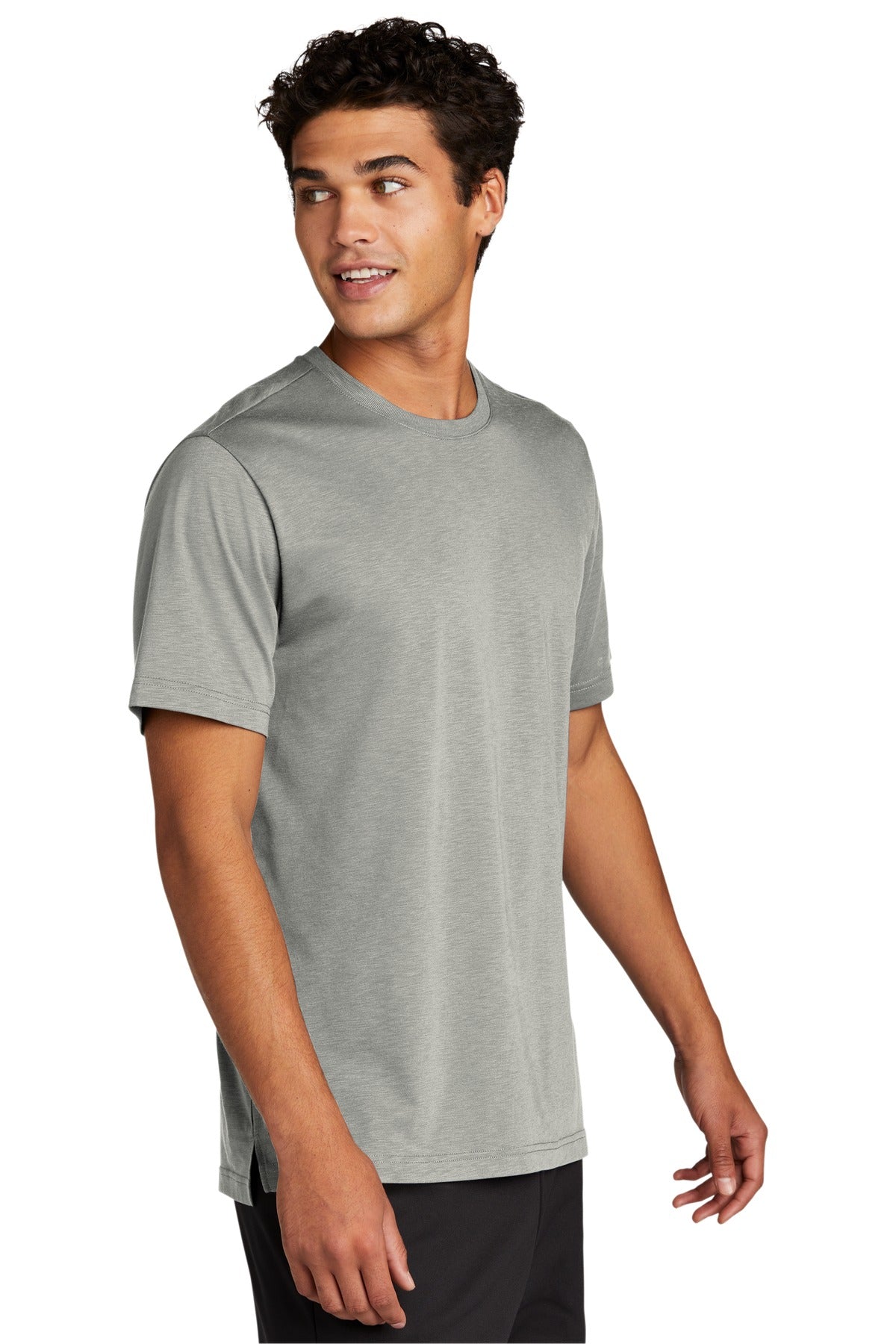 Right View of Silver Sport-Tek PosiCharge Strive Tee. ST430 plain