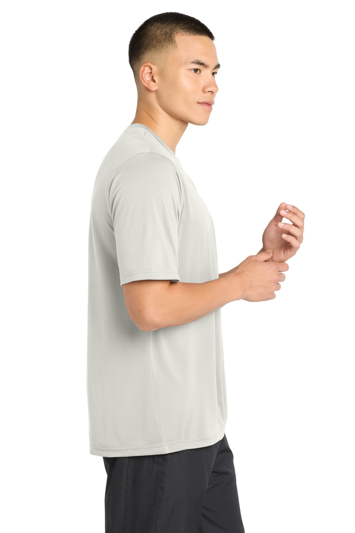 Right View of Silver Sport-Tek PosiCharge Tough Tee . ST320 plain