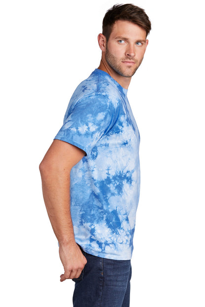 Right View of Sky Blue Port & Co Crystal Tie-Dye Tee PC145 plain