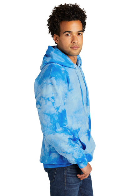 Right View of SkyBlue Port & Co Crystal Tie-Dye Pullover Hoodie PC144 plain