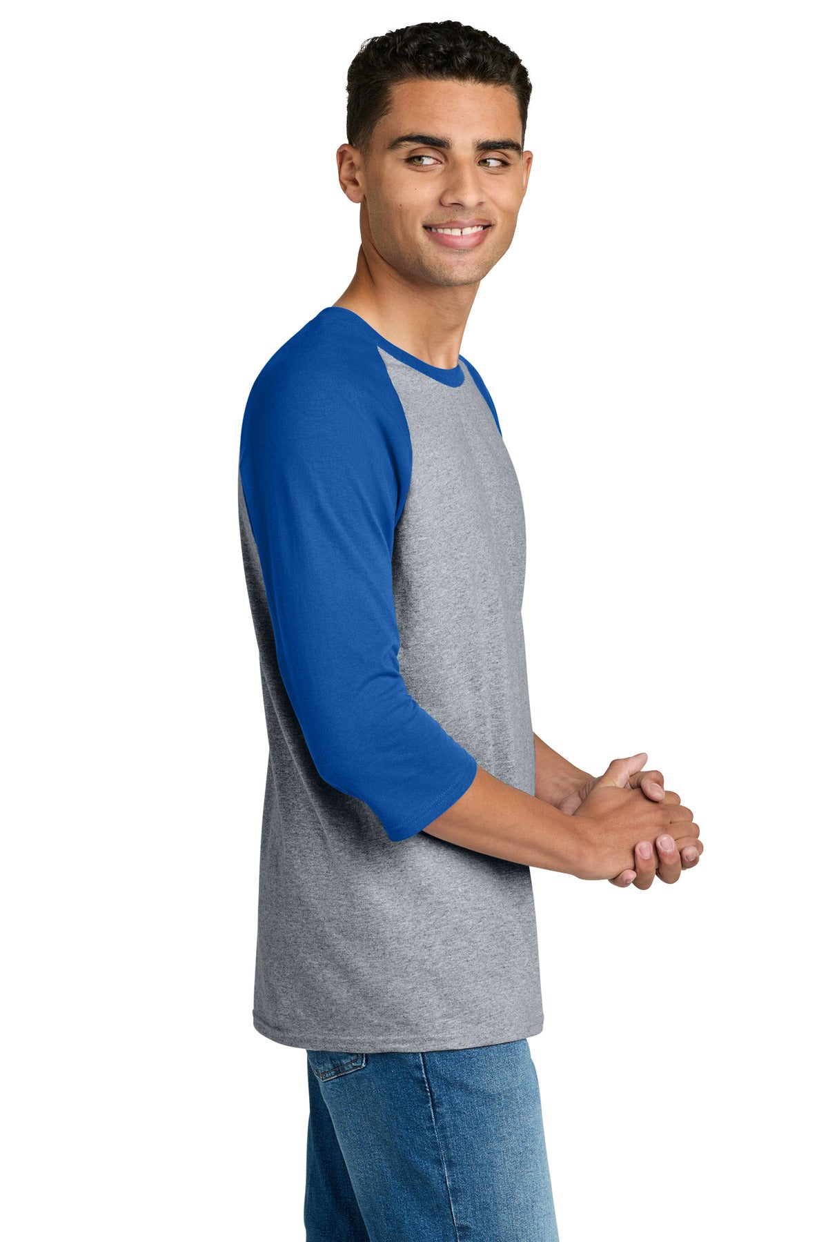 Right View of SpGTrimRyl Gildan Heavy Cotton 3/4-Sleeve Raglan T-Shirt. 5700 plain