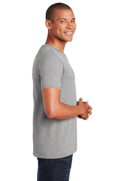 Right View of Sport Grey Gildan Softstyle V-Neck T-Shirt. 64V00 plain