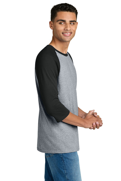 Right View of Sport Grey/Blk Gildan Heavy Cotton 3/4-Sleeve Raglan T-Shirt. 5700 plain