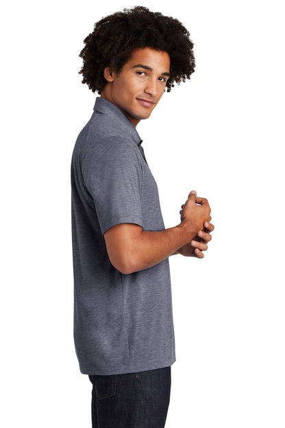 Right View of True Navy Hthr Sport-Tek PosiCharge Tri-Blend Wicking Polo. ST405 plain