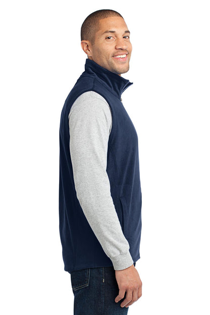 Right View of True Navy Port Authority Microfleece Vest. F226 plain