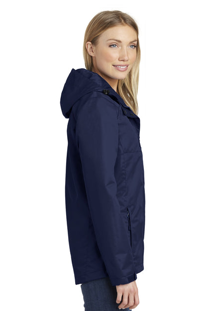 Right View of True Navy Port Authority Women's All-Conditions Jacket. L331 plain