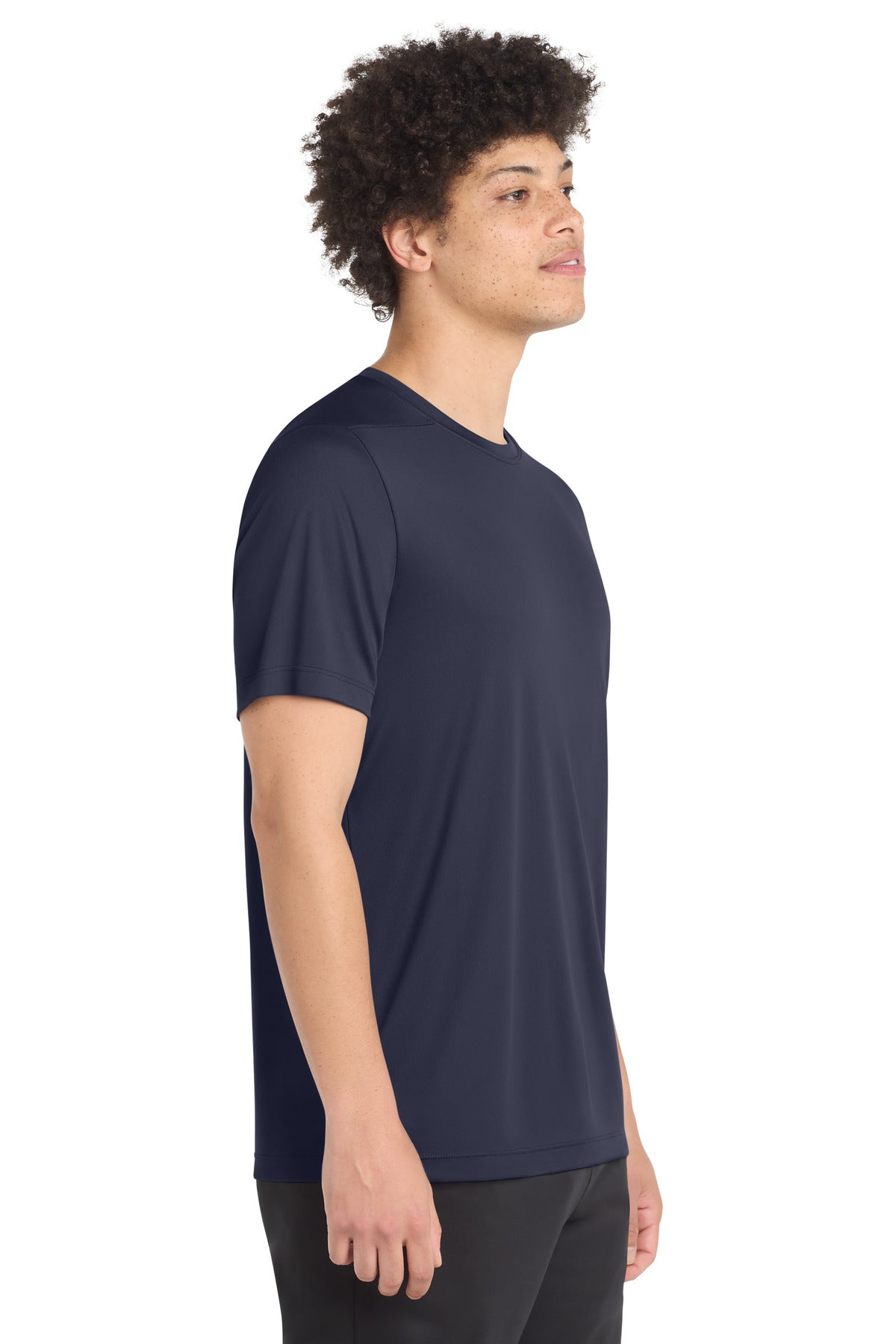 Right View of True Navy Sport-Tek Posi-UV Pro Tee. ST420 plain