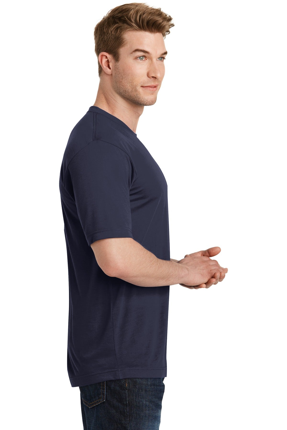Right View of True Navy Sport-Tek PosiCharge Competitor Cotton Touch Tee. ST450 plain