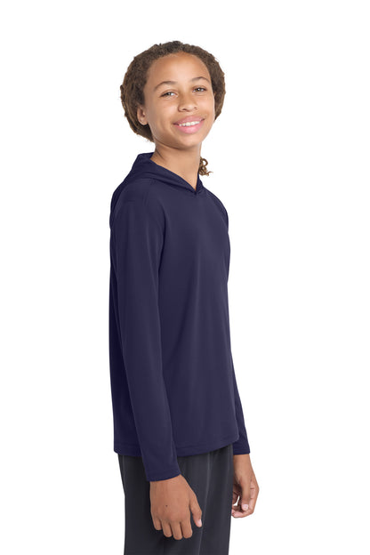 Right View of True Navy Sport-Tek Youth PosiCharge Competitor Hooded Pullover. YST358 plain