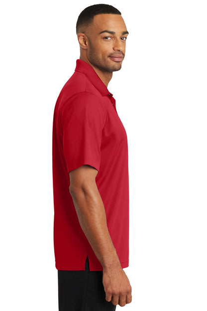 Right View of True Red CornerStone Micropique Gripper Polo. CS421 plain
